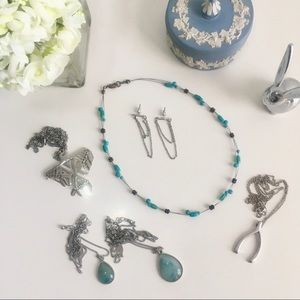 Set of Silver-Tone Pendants, Earrings